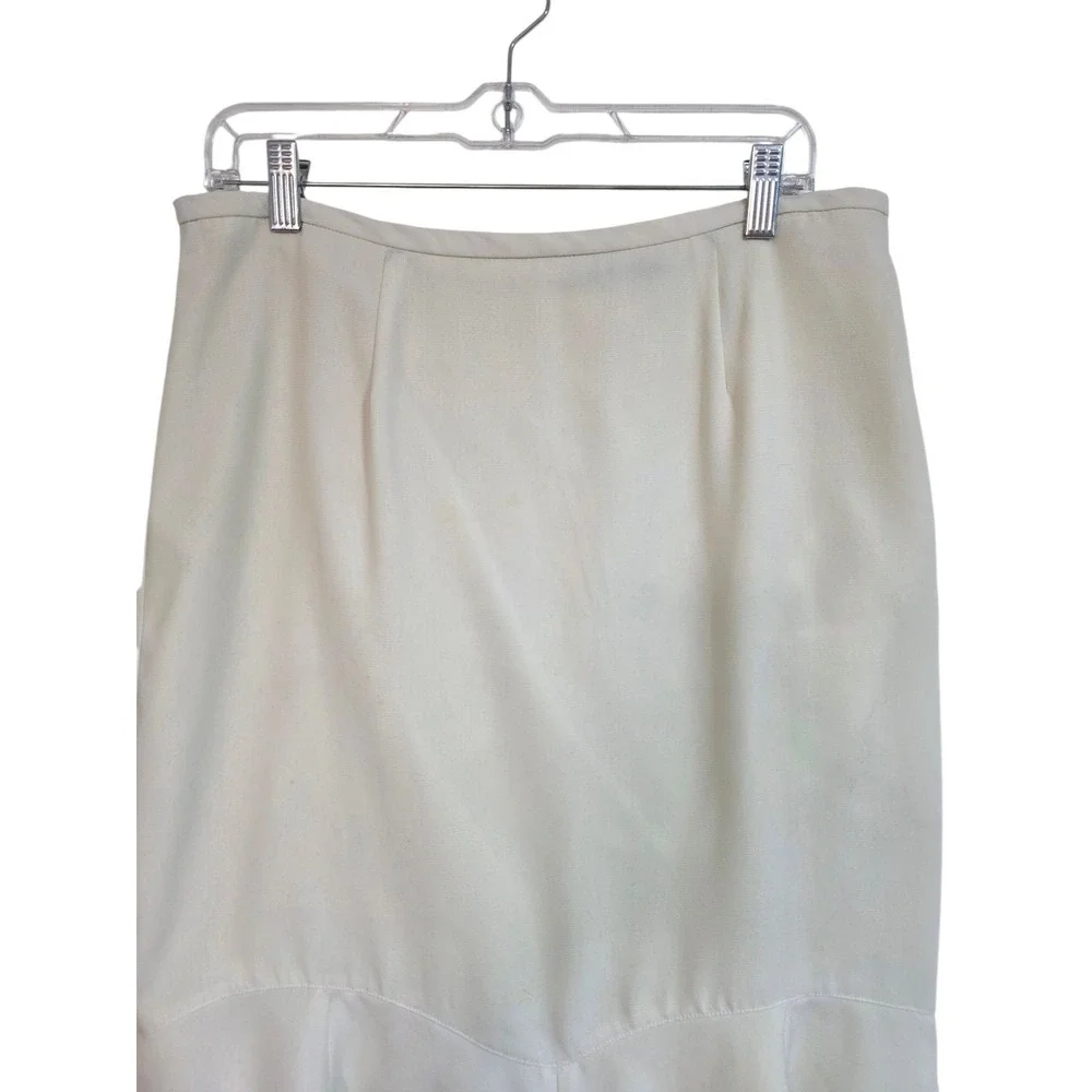 Classic Cream Mermaid Midi Skirt - Size 12‎ - Ruffle Flounce Hem - Professional